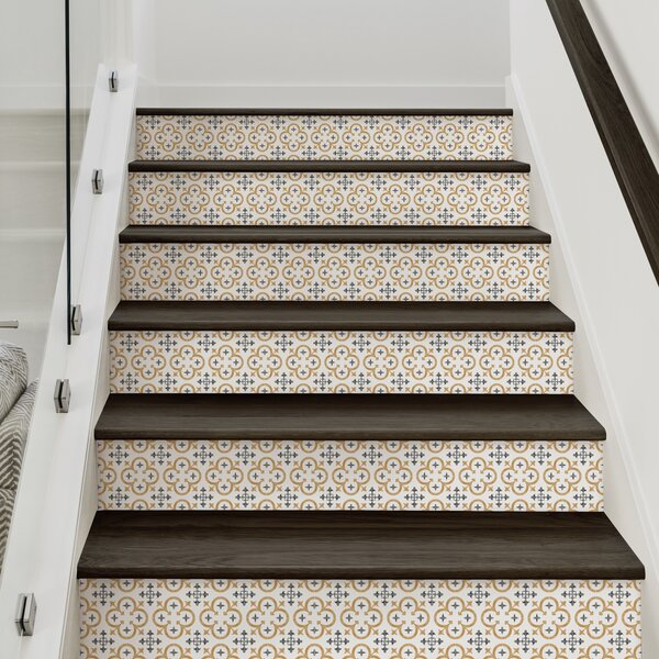 Simple Shapes Herringbone Lines Peel and Stick Stair Riser Strips